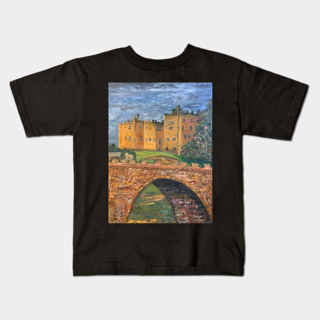 Alnwick Castle Original Oil Painting Kids T-Shirt by martydav